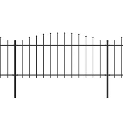 Clôture de jardin à dessus en lance Acier (0,5-0,75)x8,5 m Noir