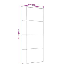 Porte coulissante Verre ESG dépoli et aluminium 90x205 cm Noir