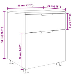 Classeur mobile avec roues Gris béton 45x38x54 cm