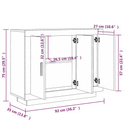 Buffet Blanc 92x35x75 cm Bois d'ingénierie