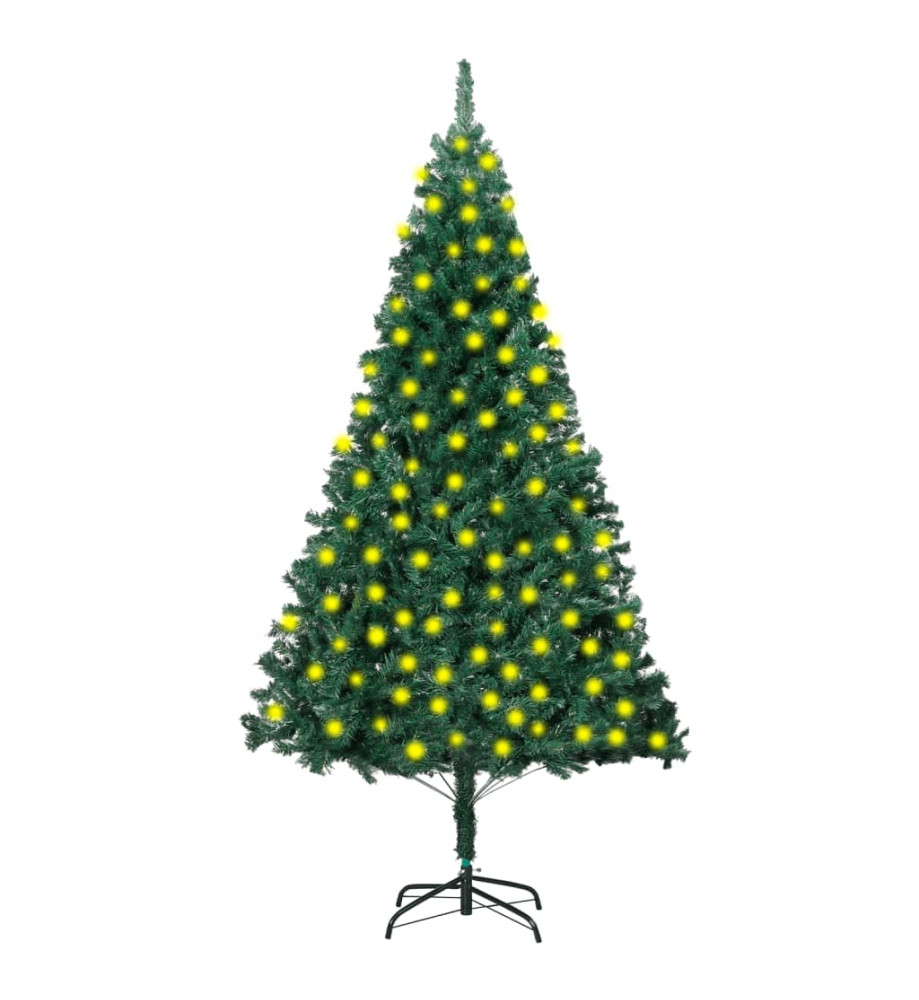 Arbre de Noël artificiel avec LED branches épaisses Vert 210 cm