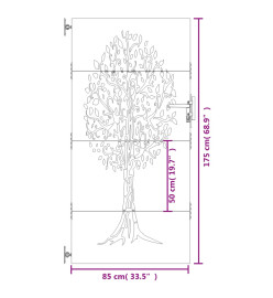 Portail de jardin 85x175 cm acier corten conception de l'arbre