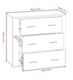 Buffet Chêne fumé 80x33x70 cm Bois d'ingénierie