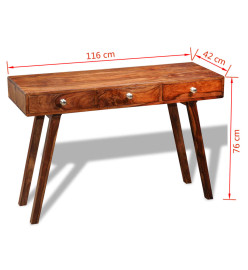 Table console avec 3 tiroirs 76 cm Bois massif de Sesham