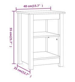 Table de chevet Gris 40x35x55 cm Bois de pin solide