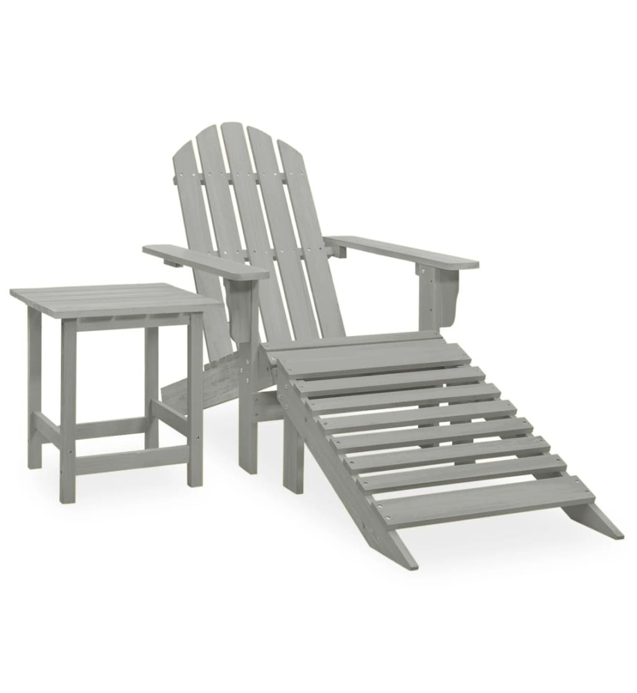 Chaise de jardin Adirondack avec pouf et table Sapin Gris