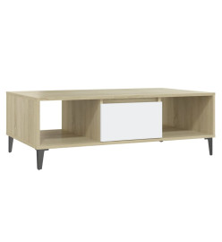 Table basse Blanc et chêne sonoma 103,5x60x35 cm Aggloméré