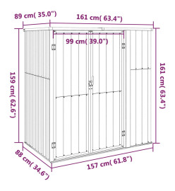 Abri à outils de jardin vert 161x89x161 cm acier galvanisé