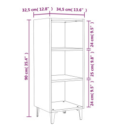 Buffet chêne fumé 34,5x32,5x90 cm bois d'ingénierie