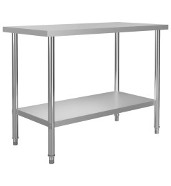 Table de travail de cuisine avec étagère 120x60x120 cm Inox