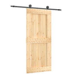 Porte coulissante et kit de quincaillerie 90x210 cm pin massif