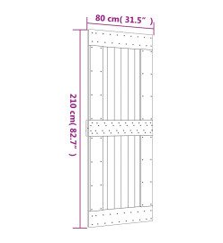 Porte coulissante et kit de quincaillerie 80x210 cm pin massif