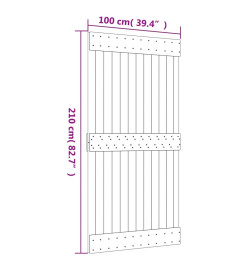 Porte coulissante et kit de quincaillerie 100x210 cm pin massif