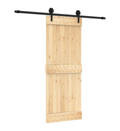 Porte coulissante et kit de quincaillerie 80x210 cm pin massif