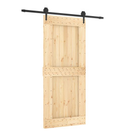 Porte coulissante et kit de quincaillerie 90x210 cm pin massif