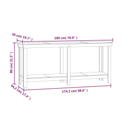 Banc de travail Blanc 180x50x80 cm Bois de pin massif