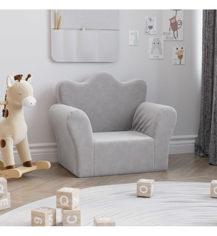 Canapé pour enfants Gris clair Peluche douce