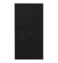 Armoire de bureau Noir 90x40x180 cm Acier