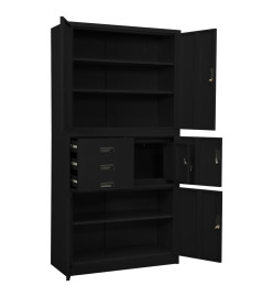 Armoire de bureau Noir 90x40x180 cm Acier