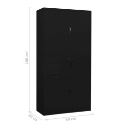 Armoire de bureau Noir 90x40x180 cm Acier