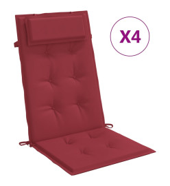 Coussins de chaise à dossier haut lot de 4 rouge bordeaux