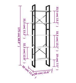 Bibliothèque à 5 niveaux Blanc 60x30x175 cm Bois de pin