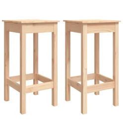 Tabourets de bar 2 pcs 40x40x78 cm bois massif de pin