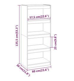 Bibliothèque/Séparateur de pièce Marron miel 60x30x135,5 cm Pin