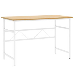 Bureau d'ordinateur Blanc/chêne clair 105x55x72 cm MDF et métal