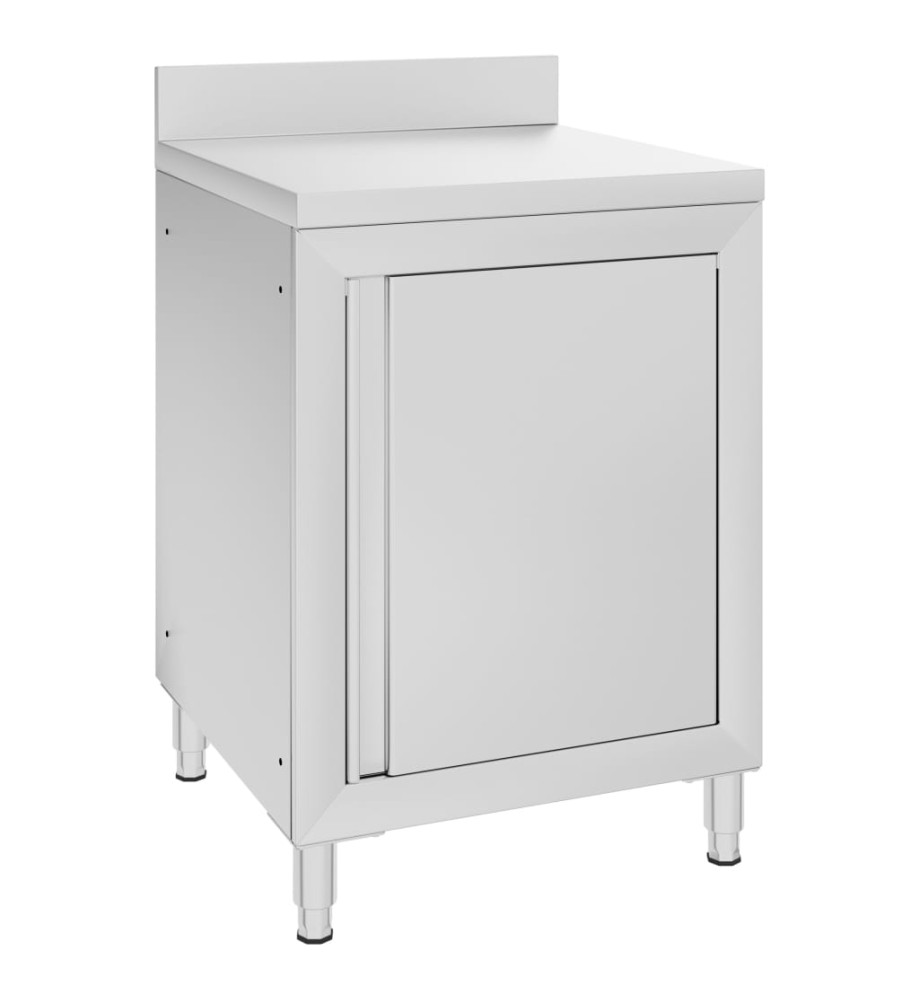 Table de travail commerciale avec armoire 60x60x96 cm Inox