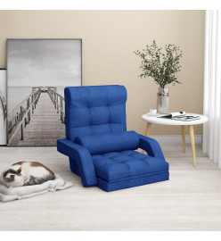 Chaise pliable de sol avec fonction de lit Bleu Tissu