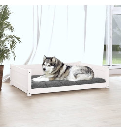 Lit pour chien Blanc 105,5x75,5x28 cm Bois de pin solide