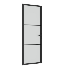 Porte intérieure 76x201,5 cm Noir Verre mat et aluminium