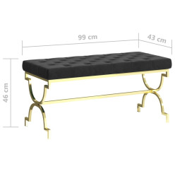 Banc 99 cm Noir Velours et acier inoxydable