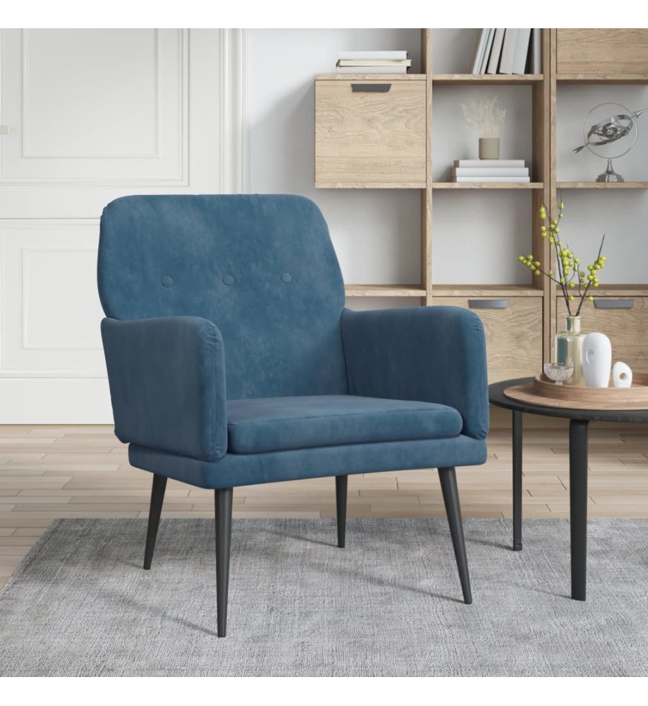 Fauteuil Bleu 62x79x79 cm Velours