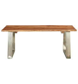 Table basse 100x60x40 cm Bois d'acacia et acier inoxydable