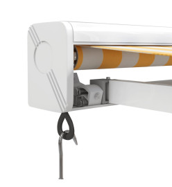 Auvent rétractable jaune et blanc 3,5x2,5 m tissu et aluminium