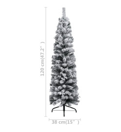 Sapin de Noël artificiel mince flocon de neige vert 120 cm PVC