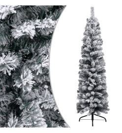 Arbre de Noël mince avec LED et boules Vert 120 cm