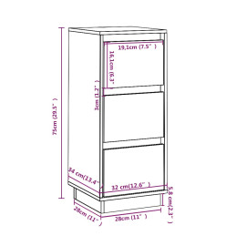 Buffets 2 pcs Noir 32x34x75 cm Bois massif de pin