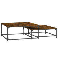 Tables basses gigognes 2 pcs chêne fumé bois d'ingénierie