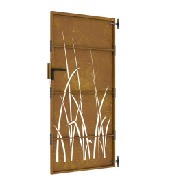 Portail de jardin 85x200 cm acier corten conception d'herbe