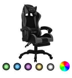 Fauteuil de jeux vidéo avec LED RVB Gris et noir Similicuir