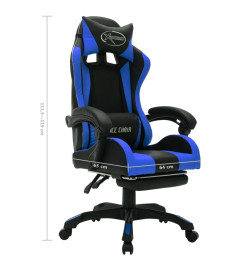 Fauteuil de jeux vidéo avec LED RVB Bleu et noir Similicuir