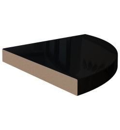 Étagères d'angle flottantes 2 pcs Noir brillant 35x35x3,8cm MDF