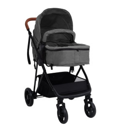 Poussette pour bébé 3-en-1 Gris clair et noir Acier