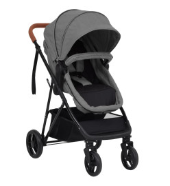 Poussette pour bébé 3-en-1 Gris clair et noir Acier