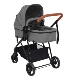 Poussette pour bébé 3-en-1 Gris clair et noir Acier