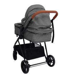 Poussette pour bébé 3-en-1 Gris clair et noir Acier