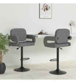 Tabourets de bar lot de 2 gris clair tissu